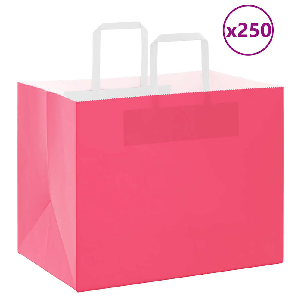 Vidaxl papieren zakken 250 st met hengsels 32x22x24 cm roze