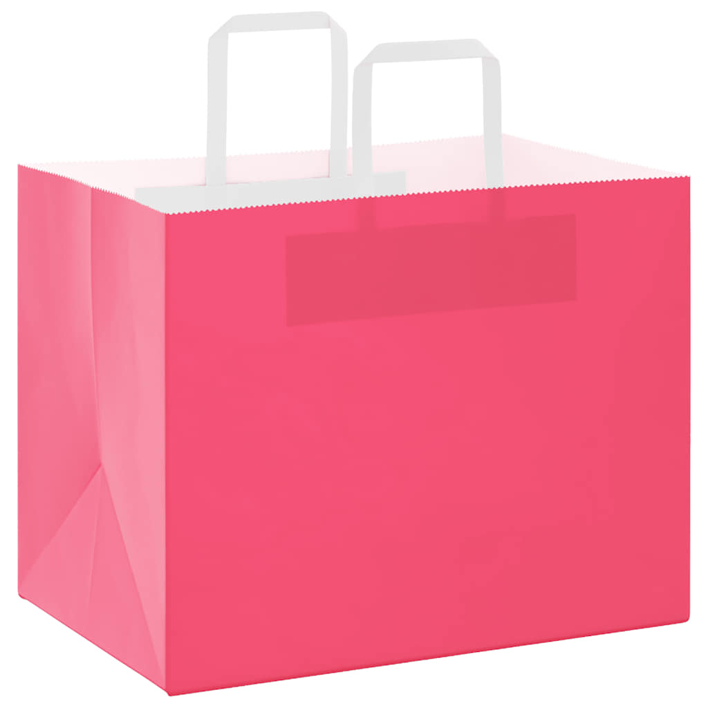 Vidaxl papieren zakken 250 st met hengsels 32x22x24 cm roze