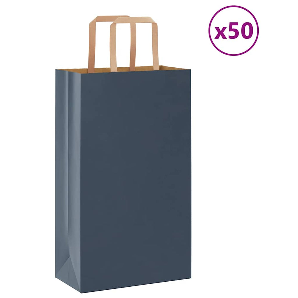 Vidaxl papieren zakken 50 st met hengsels 21x11x36 cm blauw