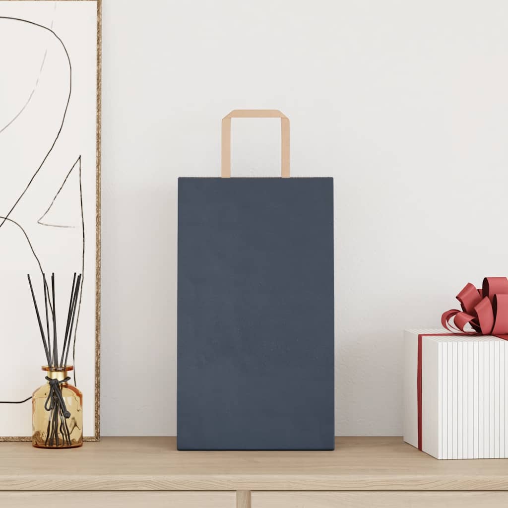Vidaxl papieren zakken 50 st met hengsels 21x11x36 cm blauw