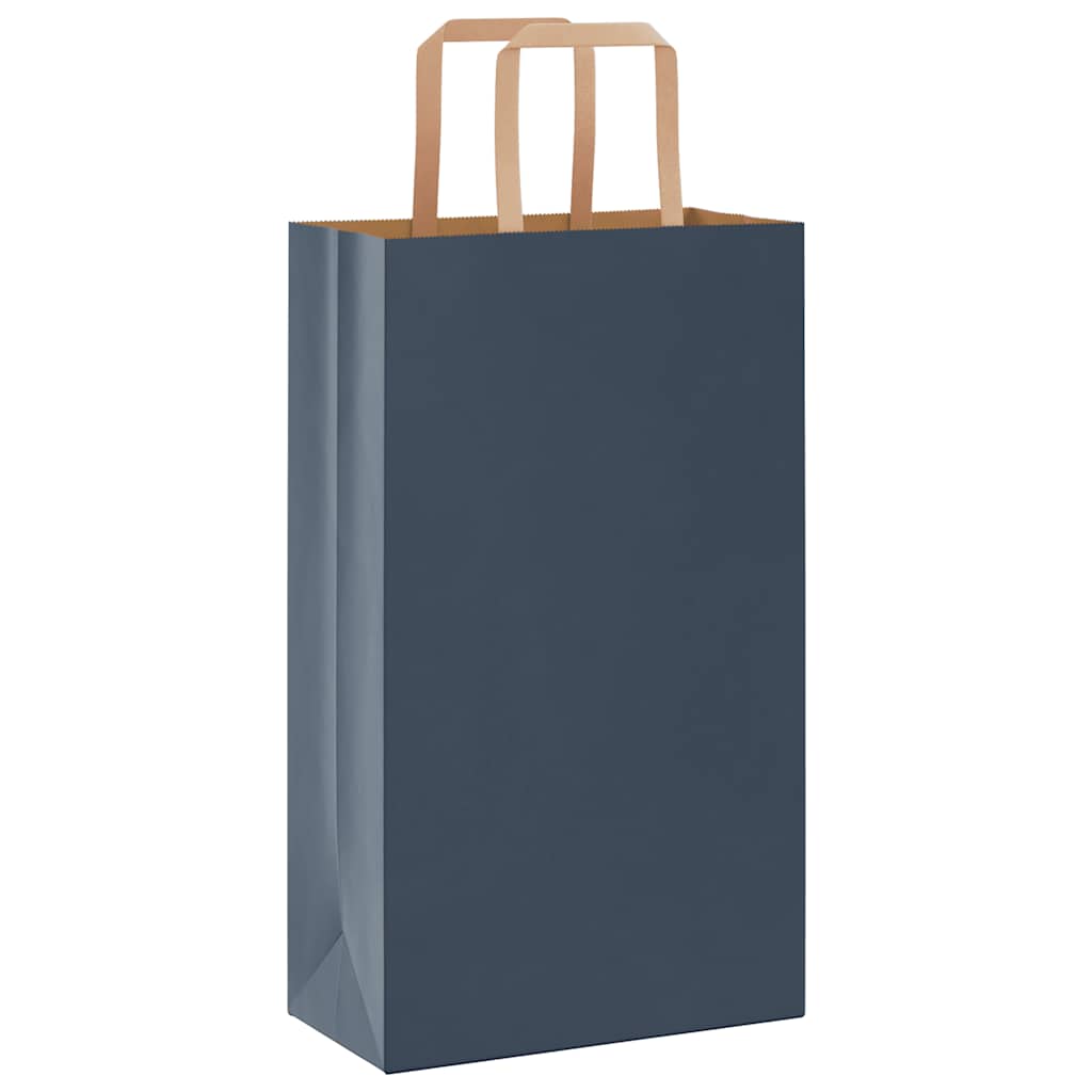 Vidaxl papieren zakken 50 st met hengsels 21x11x36 cm blauw