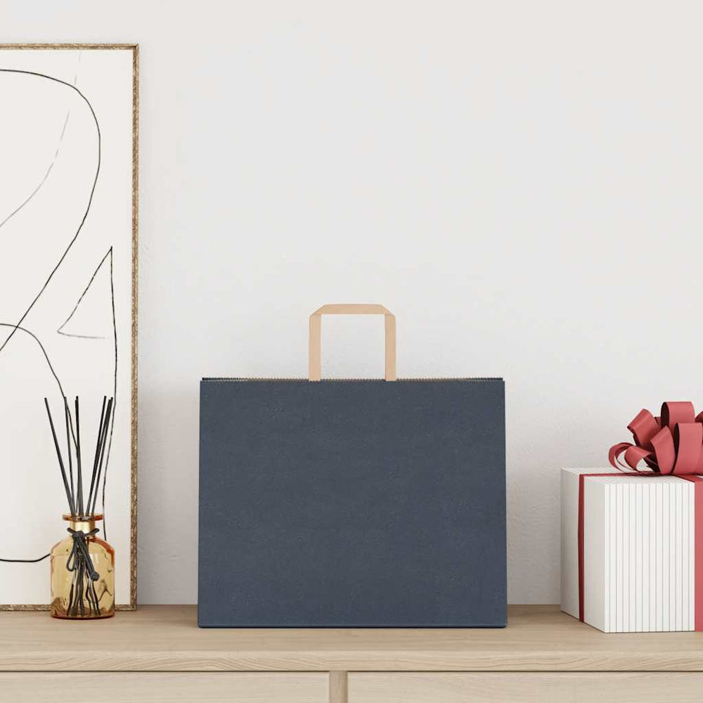 Vidaxl papieren zakken 250 st met hengsels 32x22x24 cm blauw