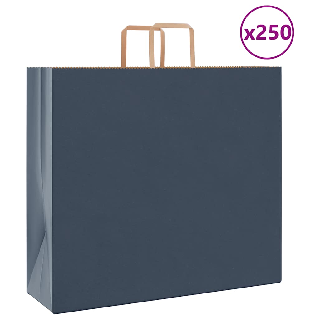 Vidaxl papieren zakken 250 st met hengsels 54x15x49 cm blauw