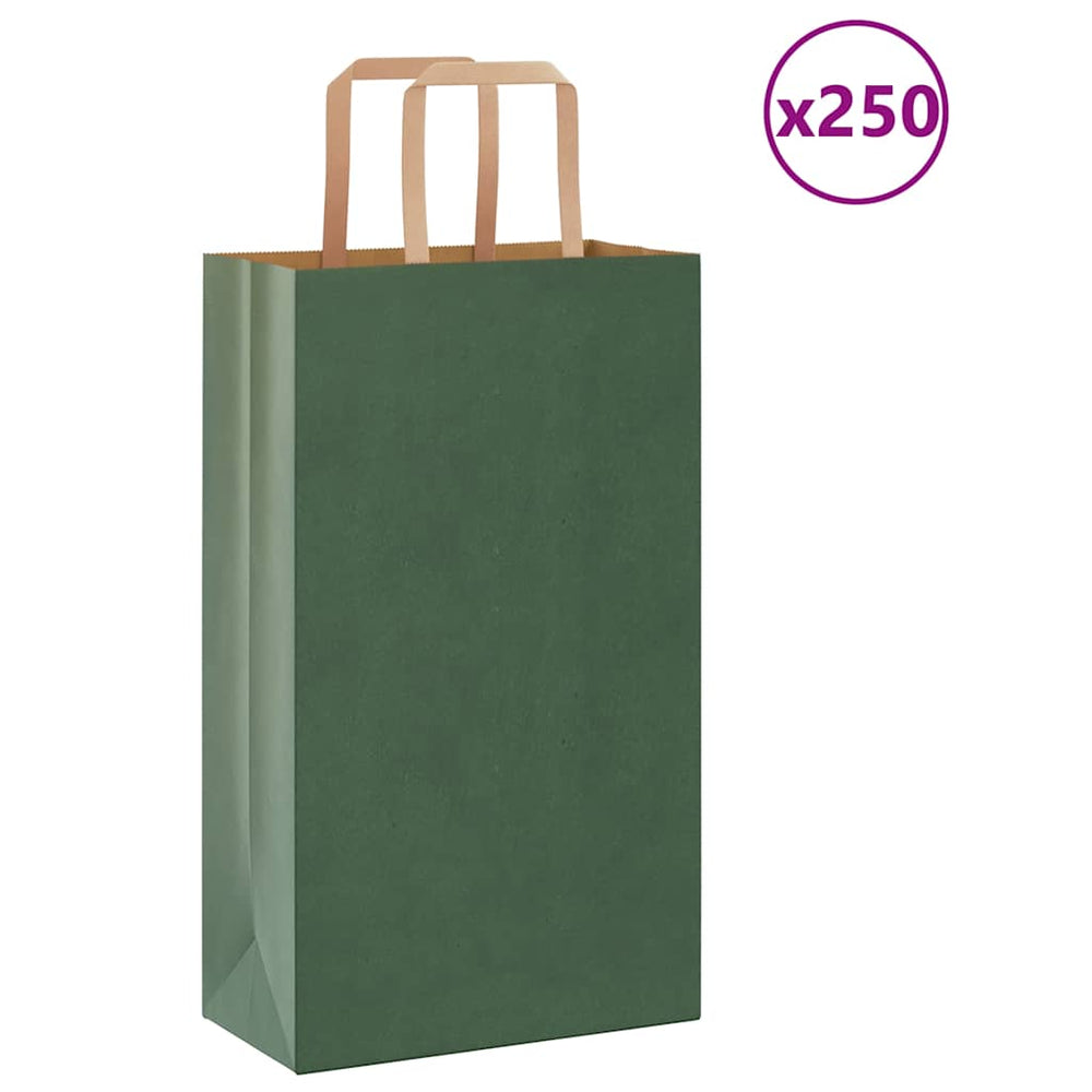 Vidaxl papieren zakken 250 st met hengsels 21x11x36 cm groen