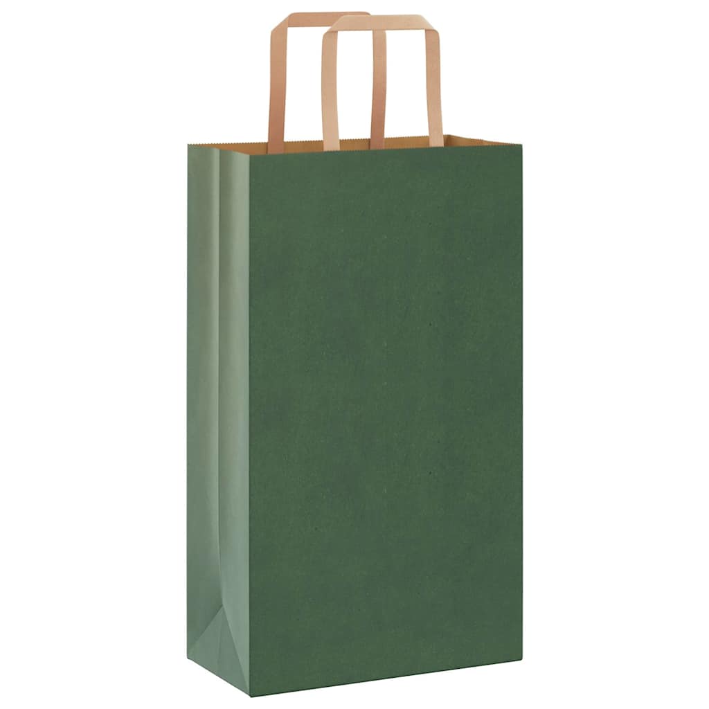 Vidaxl papieren zakken 250 st met hengsels 21x11x36 cm groen