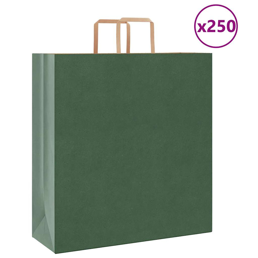 Vidaxl papieren zakken 250 st met hengsels 45x17x48 cm groen