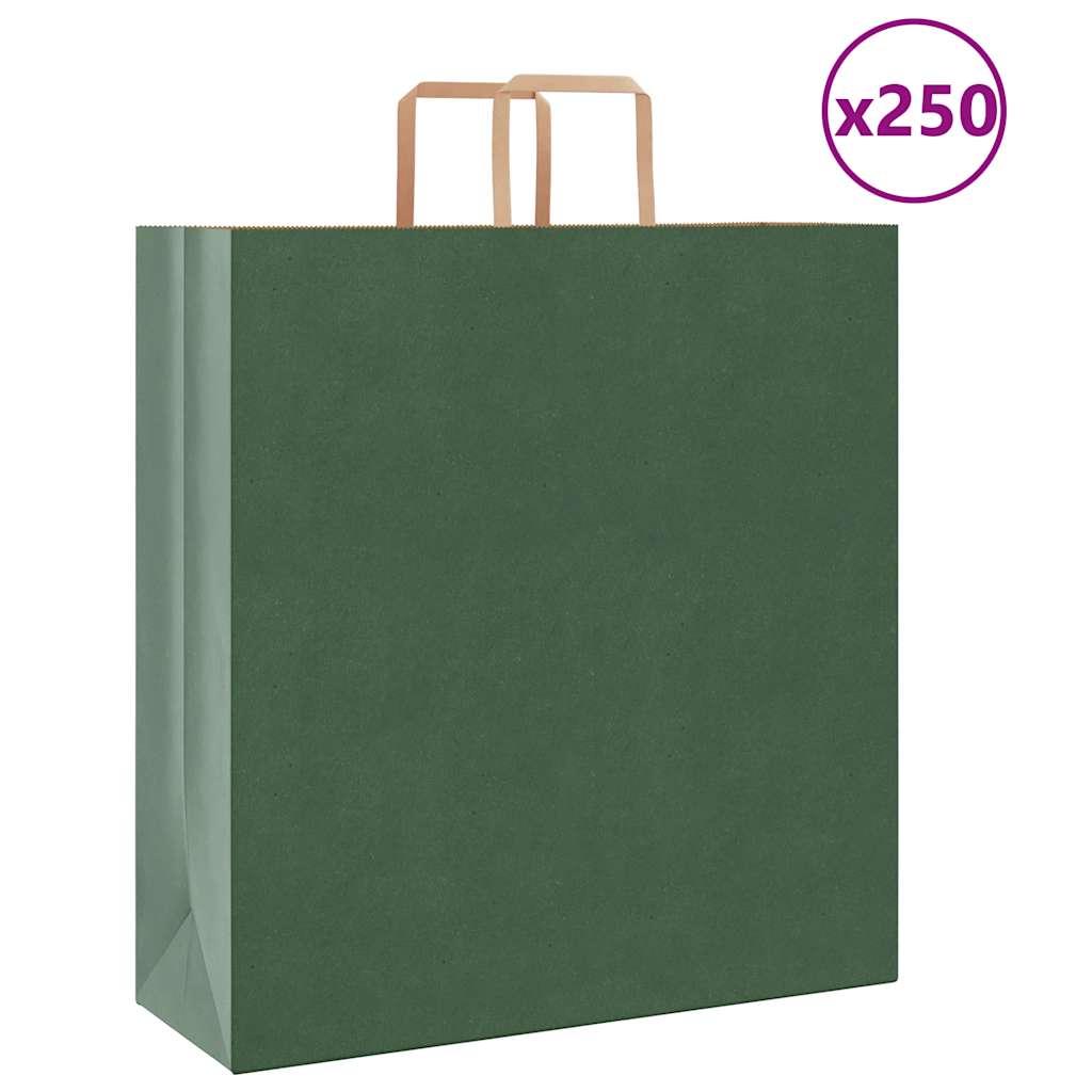 Vidaxl papieren zakken 250 st met hengsels 45x17x48 cm groen