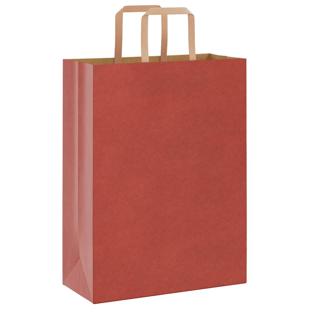 Vidaxl papieren zakken 250 st met hengsels 26x12x35 cm rood