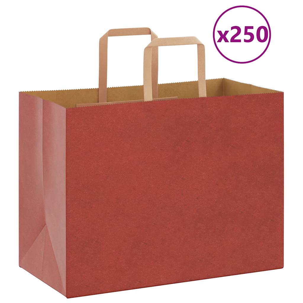 Vidaxl papieren zakken 250 st met hengsels 32x17x25 cm rood