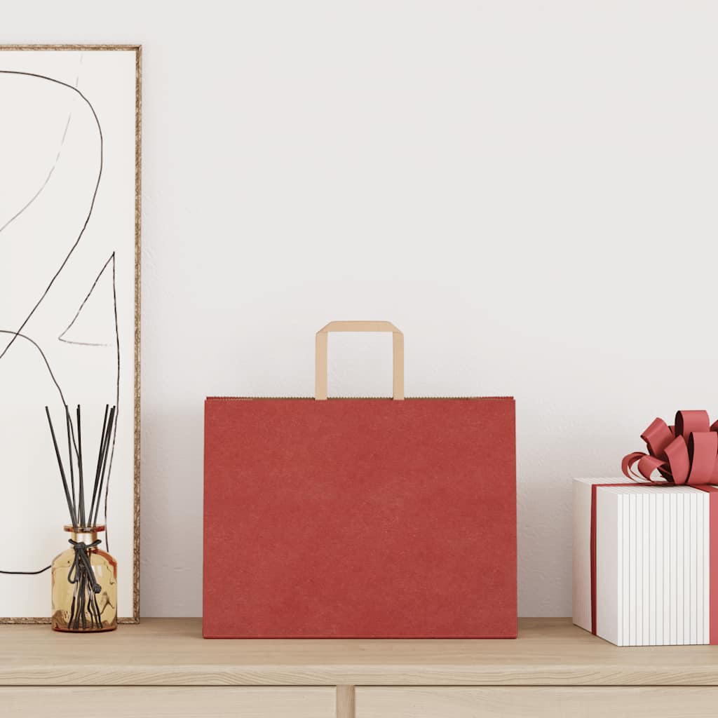 Vidaxl papieren zakken 250 st met hengsels 32x17x25 cm rood