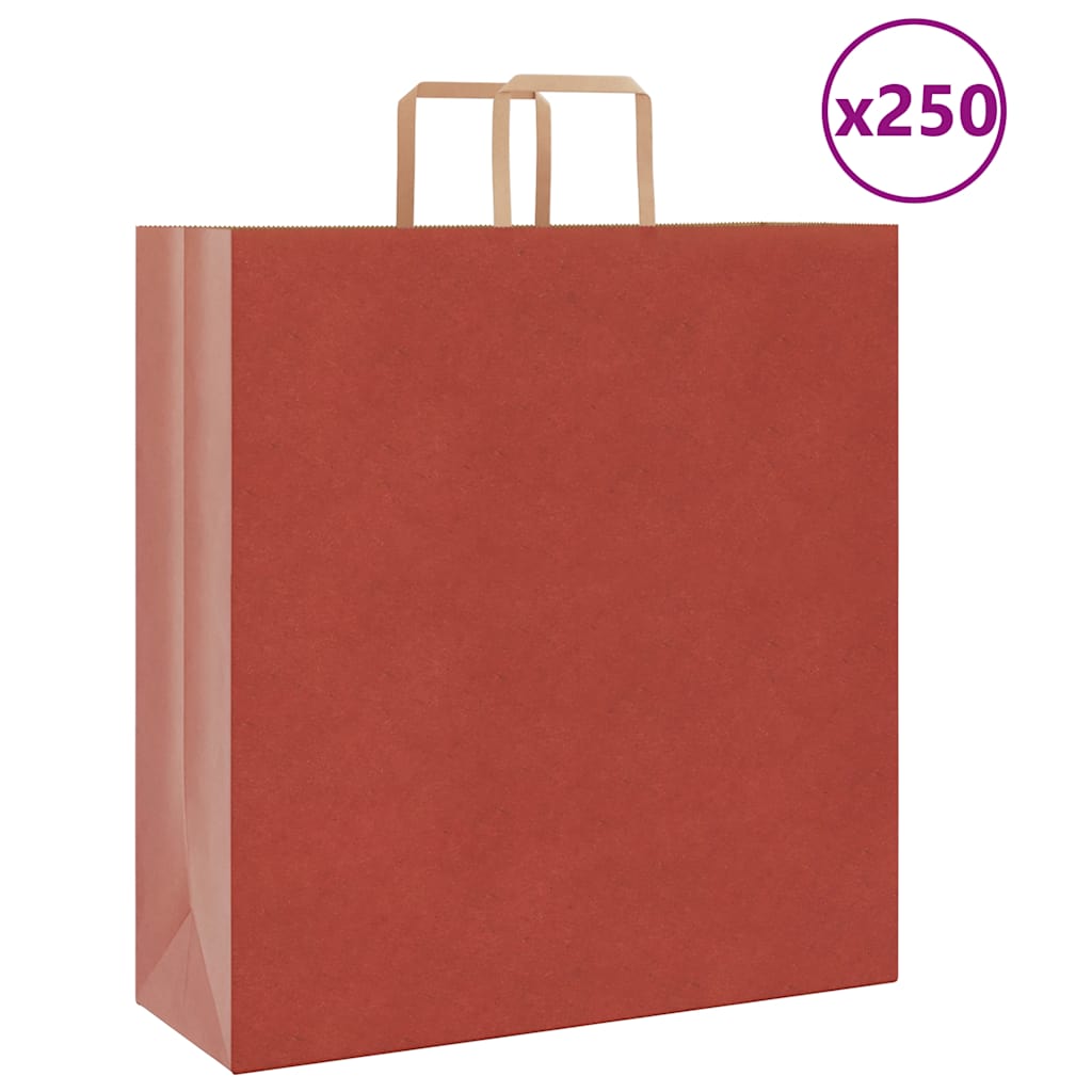 Vidaxl papieren zakken 250 st met hengsels 45x17x48 cm rood