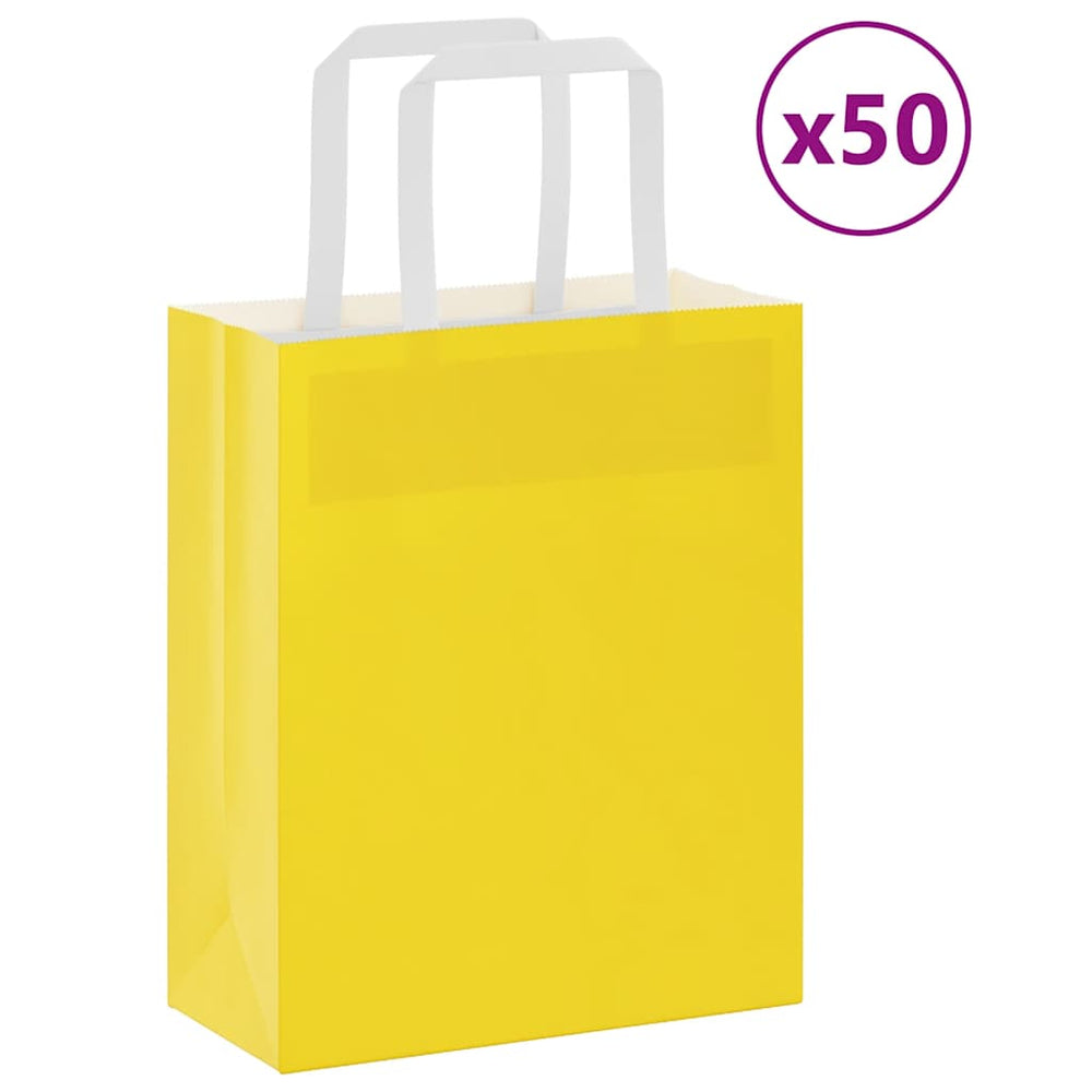 Vidaxl papieren zakken 50 st met hengsels 18x8x22 cm geel