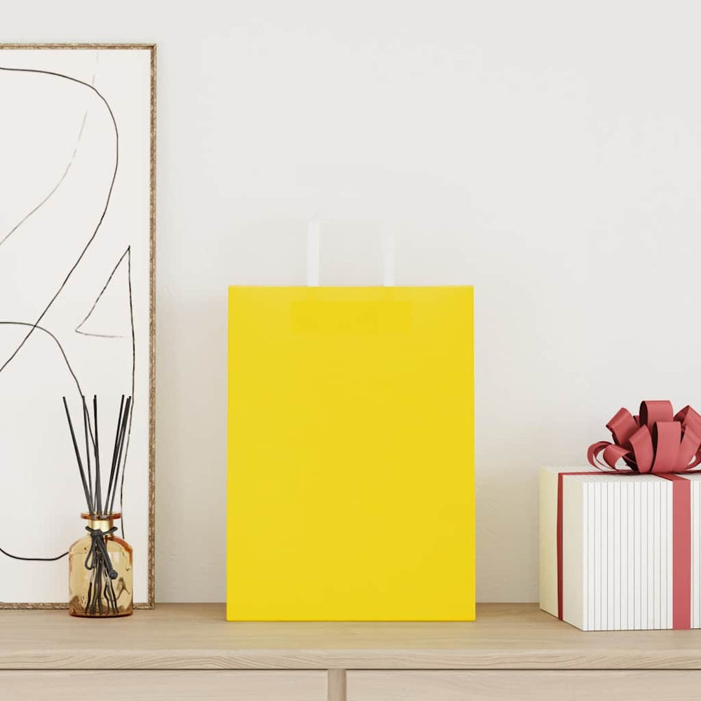 Vidaxl papieren zakken 250 st met hengsels 26x12x35 cm geel