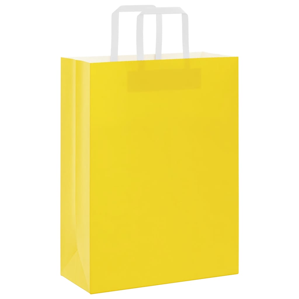 Vidaxl papieren zakken 250 st met hengsels 26x12x35 cm geel