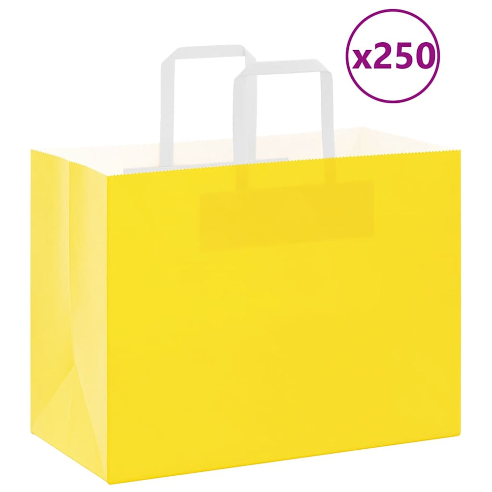 Vidaxl papieren zakken 250 st met hengsels 32x17x25 cm geel