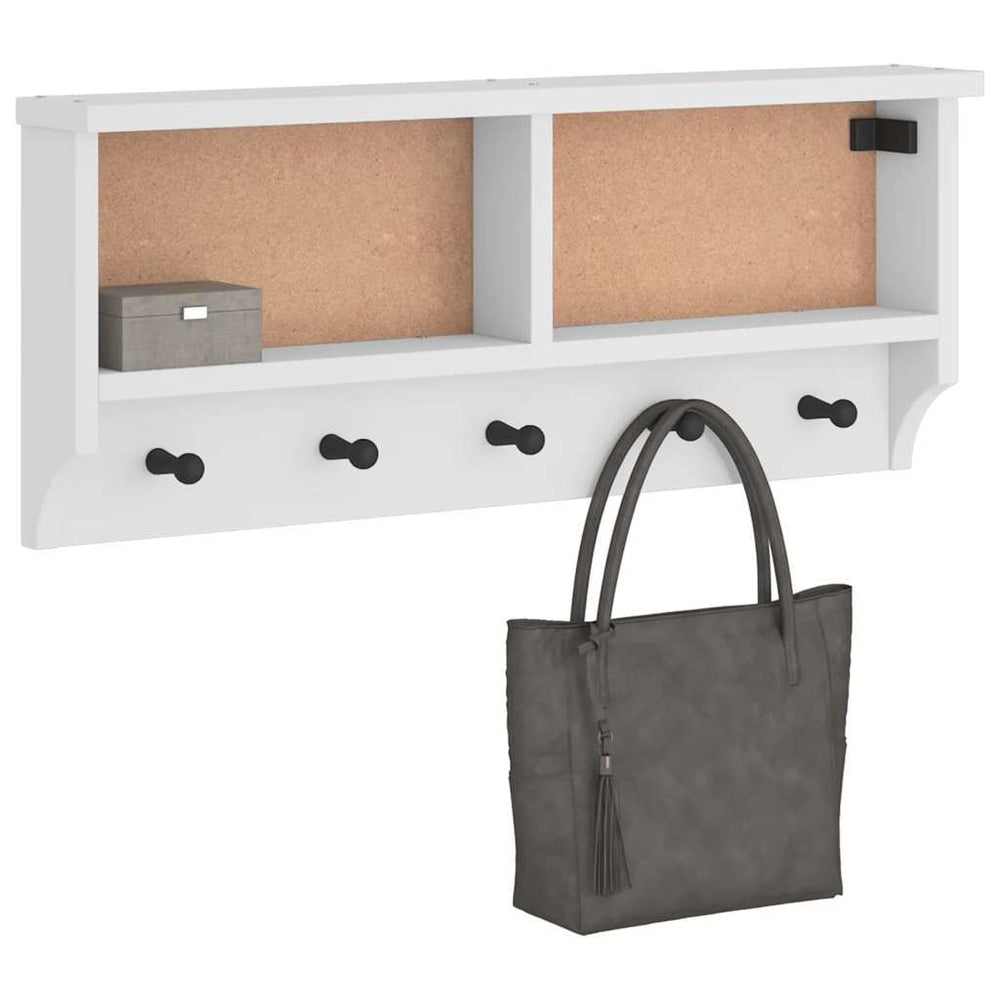 Vidaxl wandkapstok sandnes wit 87x12x35 cm massief grenenhout