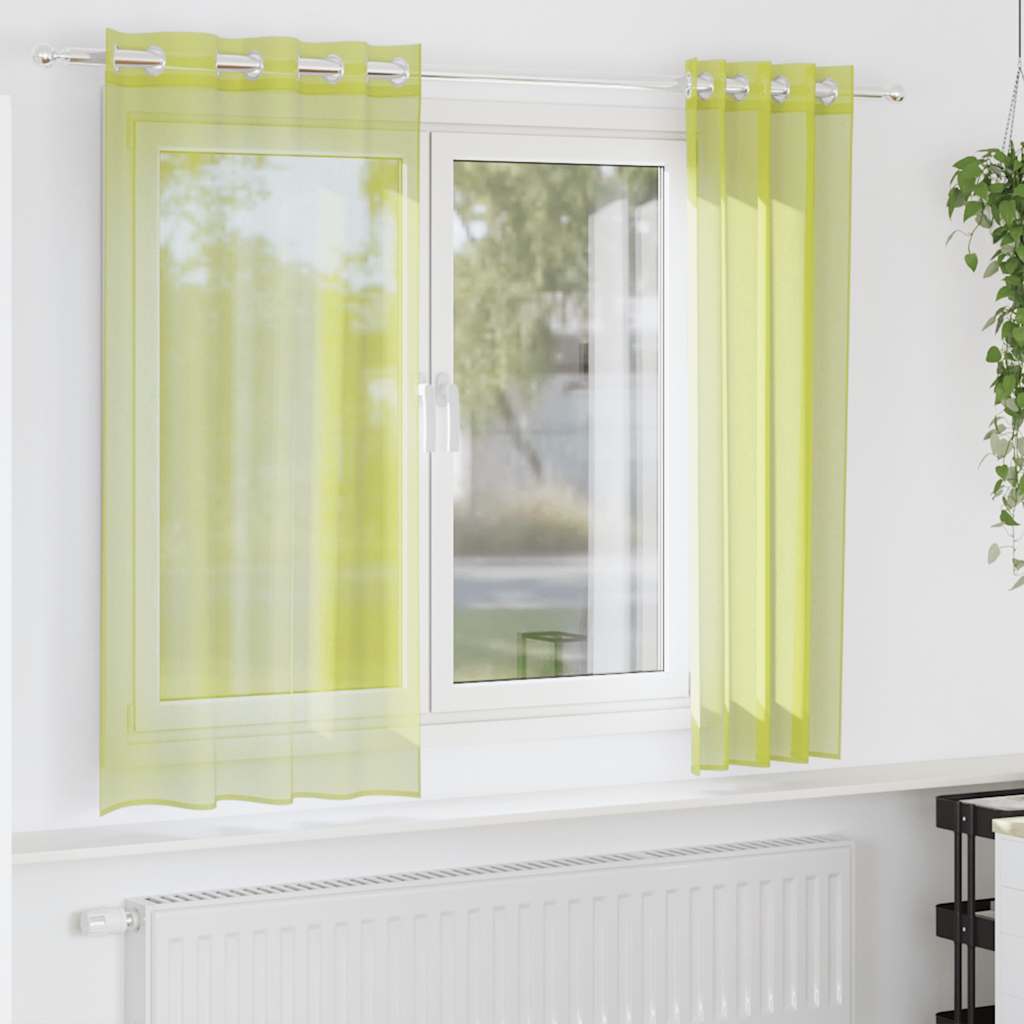 Vidaxl gordijnen voile met doorvoertules 2 st 140x140 cm appelgroen