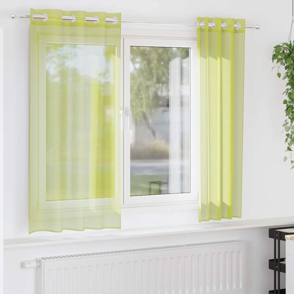 Vidaxl gordijnen voile met doorvoertules 2 st 140x140 cm appelgroen
