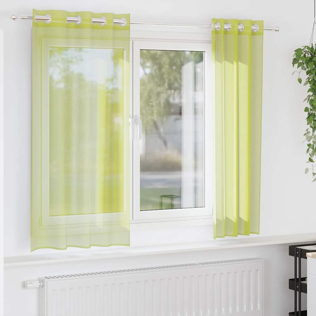 Vidaxl gordijnen voile met doorvoertules 2 st 140x140 cm appelgroen
