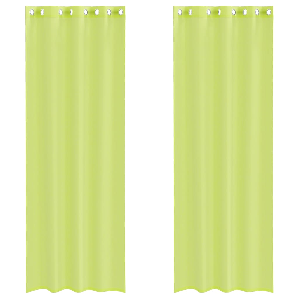 Vidaxl gordijnen voile met doorvoertules 2 st 140x260 cm appelgroen