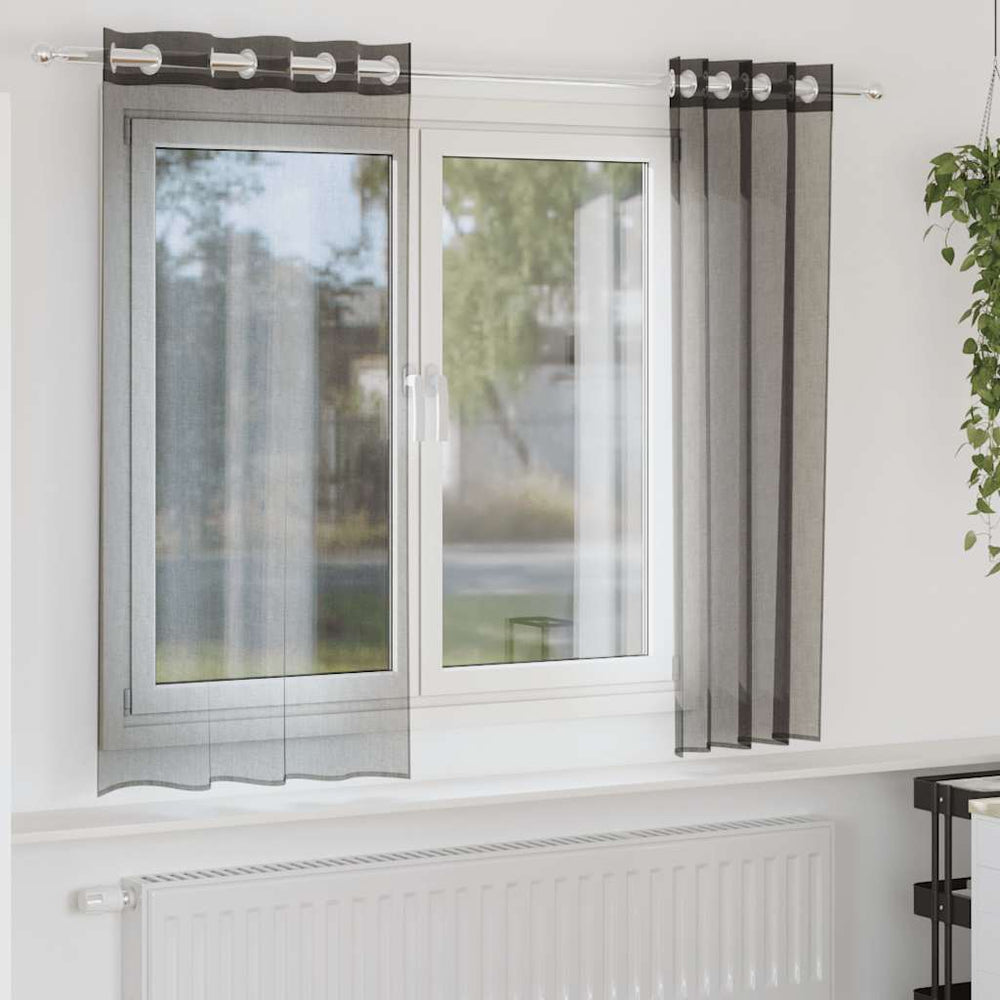 Vidaxl gordijnen voile met doorvoertules 2 st 140x140 cm zwart