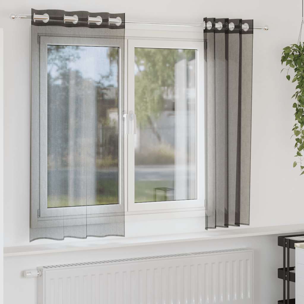 Vidaxl gordijnen voile met doorvoertules 2 st 140x140 cm zwart