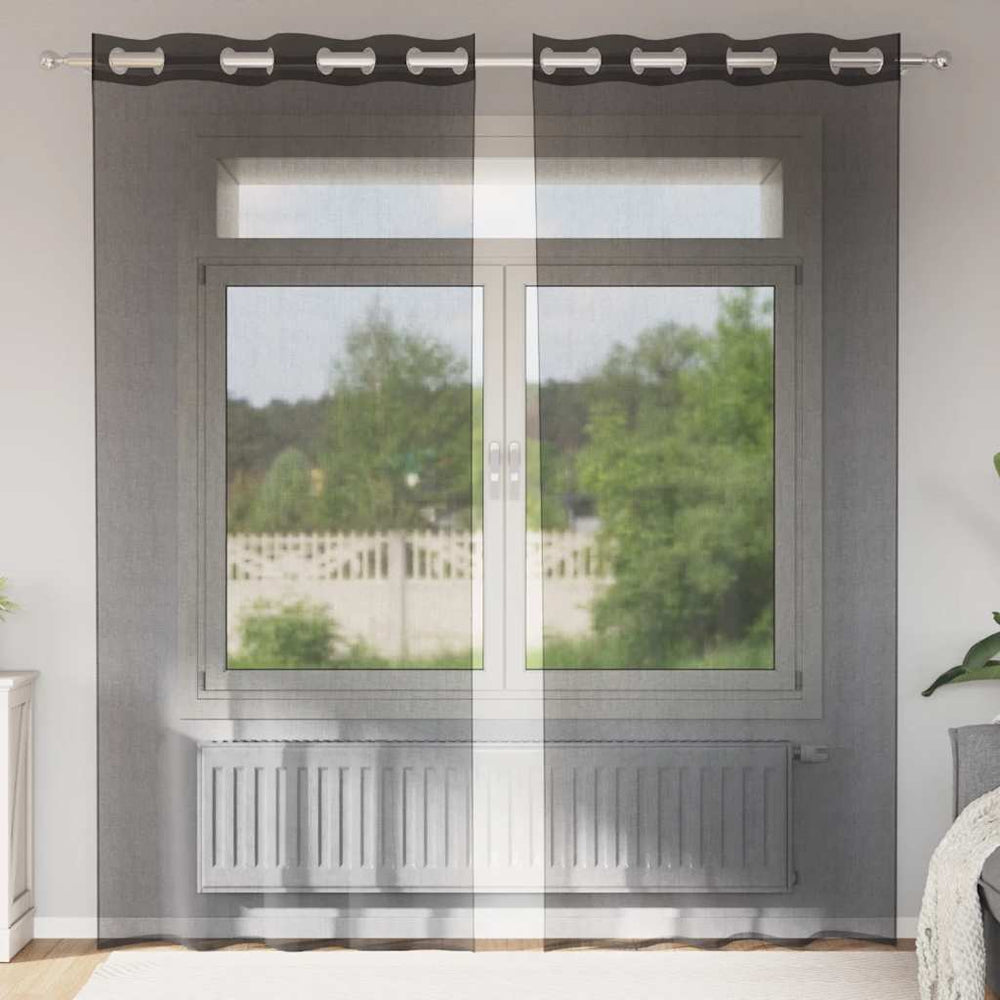 Vidaxl gordijnen voile met doorvoertules 2 st 140x225 cm zwart