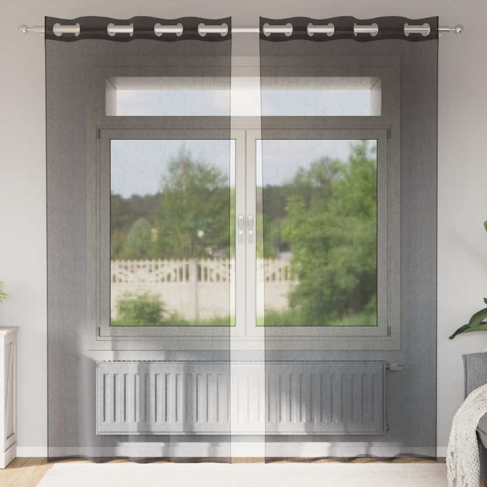 Vidaxl gordijnen voile met doorvoertules 2 st 140x245 cm zwart