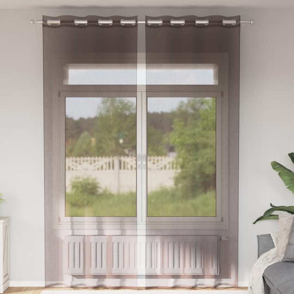 Vidaxl gordijnen voile met doorvoertules 2 st 140x300 cm bruin
