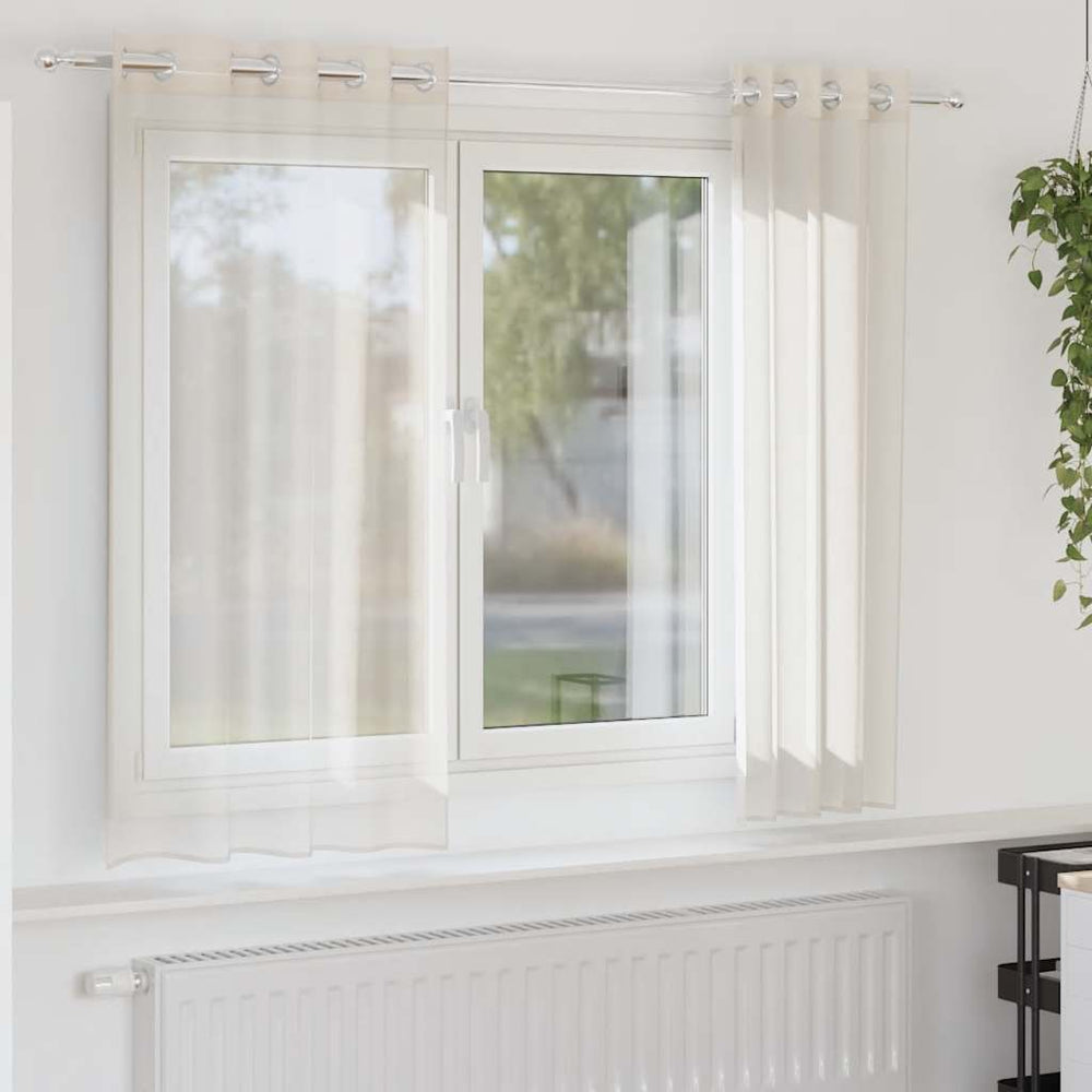 Vidaxl gordijnen voile met doorvoertules 2 st 140x140 cm crèmekleurig