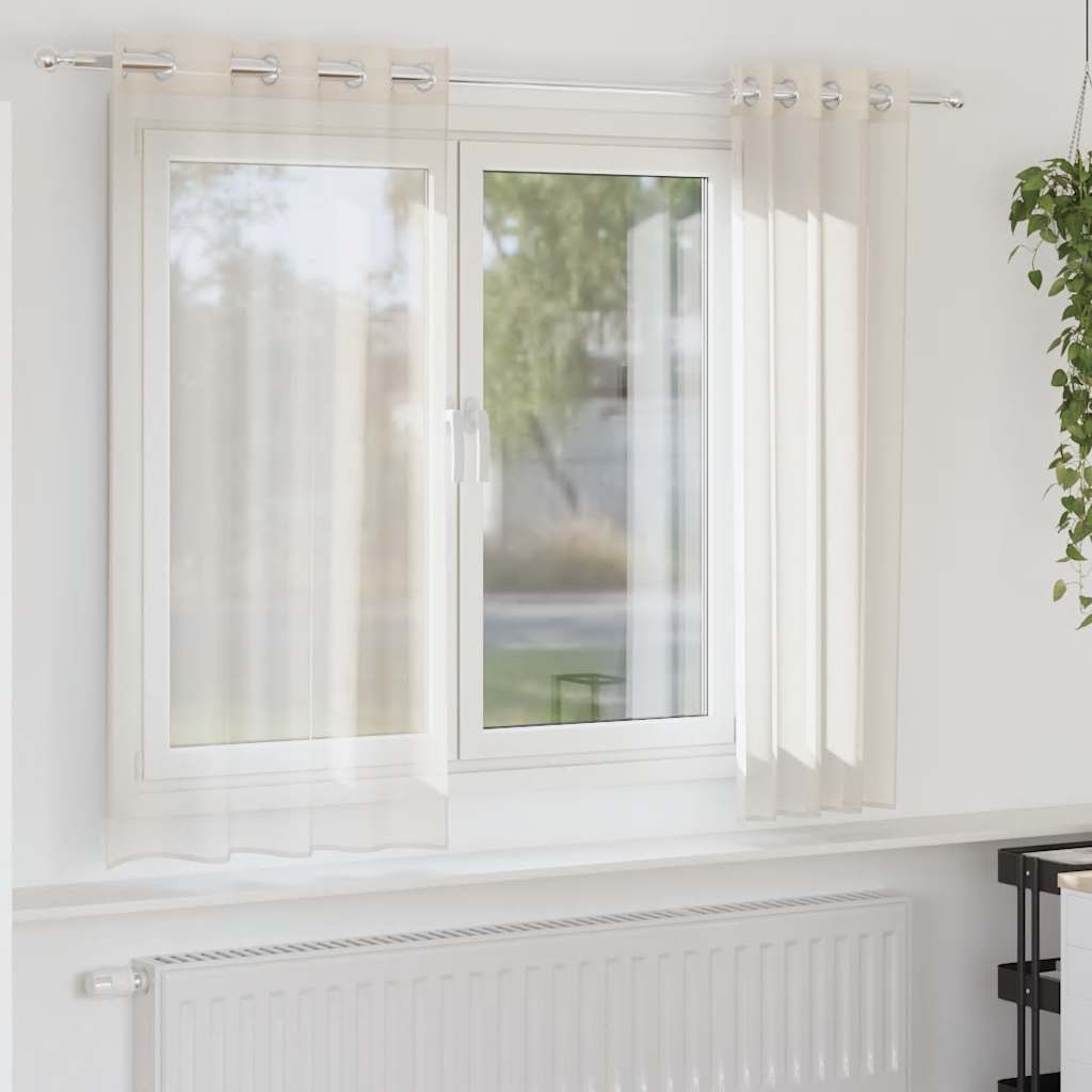 Vidaxl gordijnen voile met doorvoertules 2 st 140x140 cm crèmekleurig