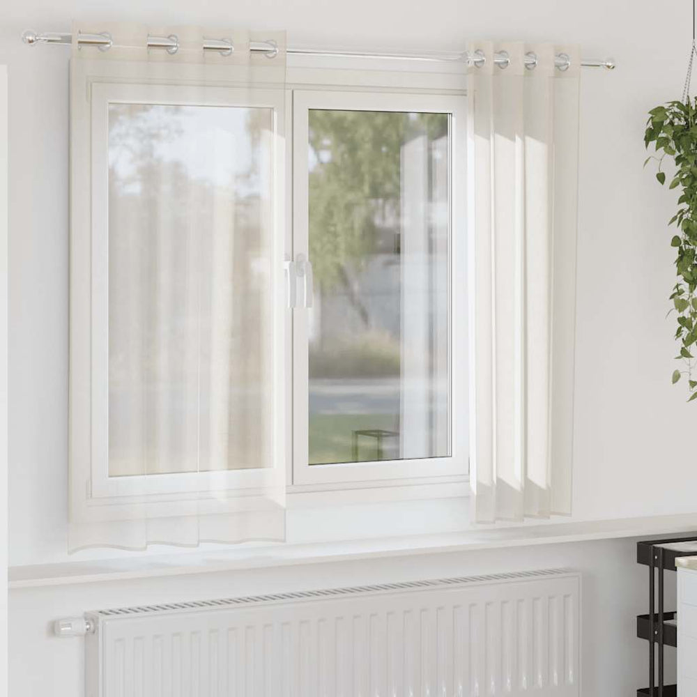 Vidaxl gordijnen voile met doorvoertules 2 st 140x175 cm crèmekleurig