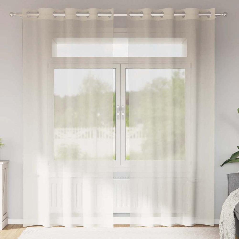 Vidaxl gordijnen voile met doorvoertules 2 st 140x225 cm crèmekleurig