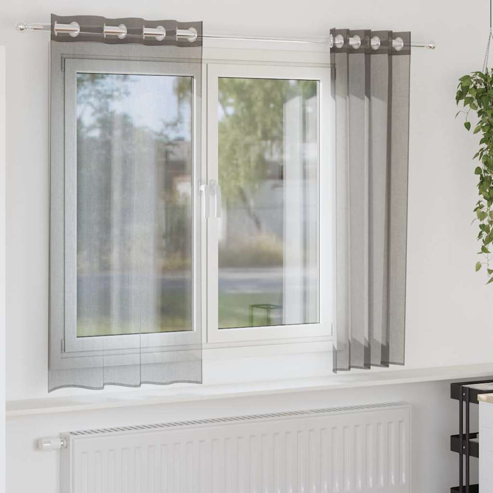 Vidaxl gordijnen voile met doorvoertules 2 st 140x140 cm donkergrijs