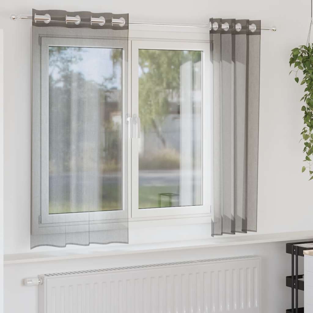 Vidaxl gordijnen voile met doorvoertules 2 st 140x175 cm donkergrijs