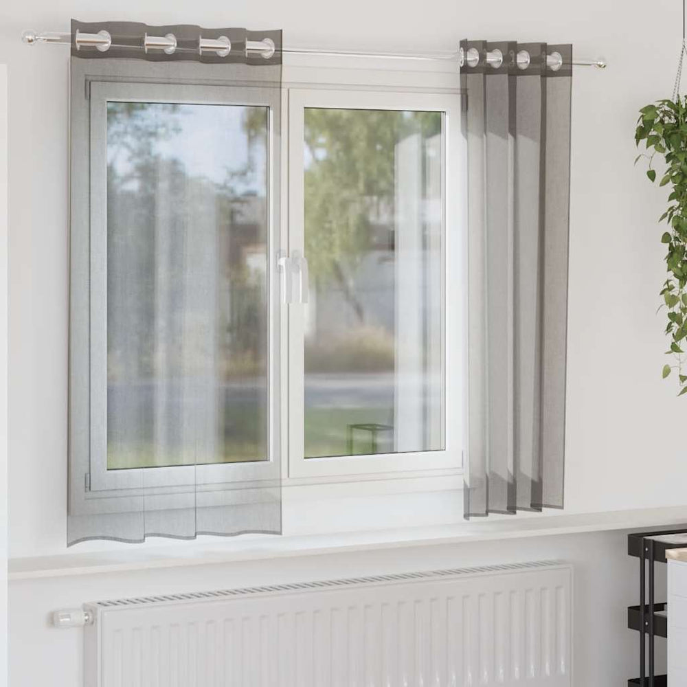 Vidaxl gordijnen voile met doorvoertules 2 st 140x175 cm donkergrijs