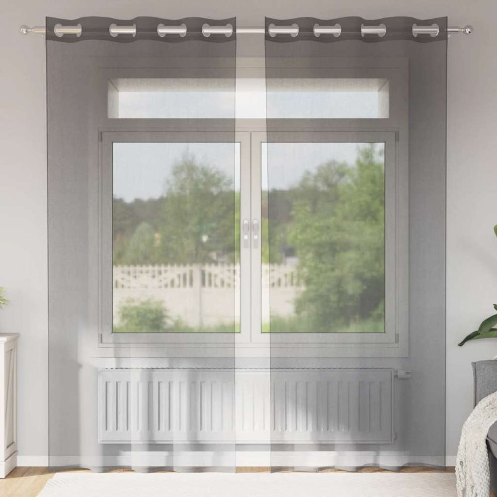 Vidaxl gordijnen voile met doorvoertules 2 st 140x245 cm donkergrijs