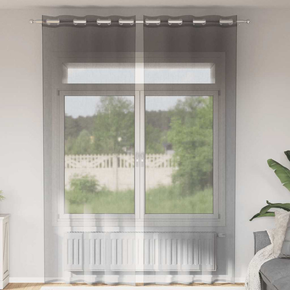 Vidaxl gordijnen voile met doorvoertules 2 st 140x300 cm donkergrijs