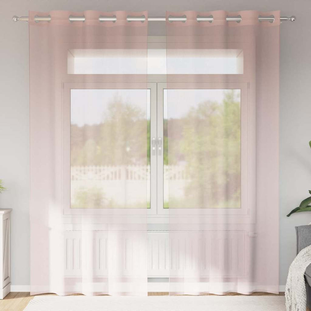 Vidaxl gordijnen voile met doorvoertules 2 st 140x225 cm lichtroze