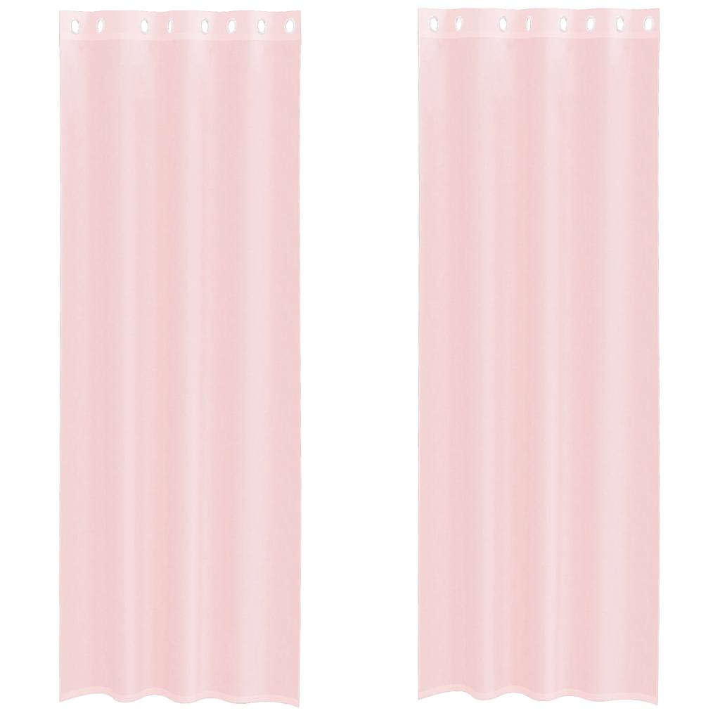 Vidaxl gordijnen voile met doorvoertules 2 st 140x260 cm lichtroze