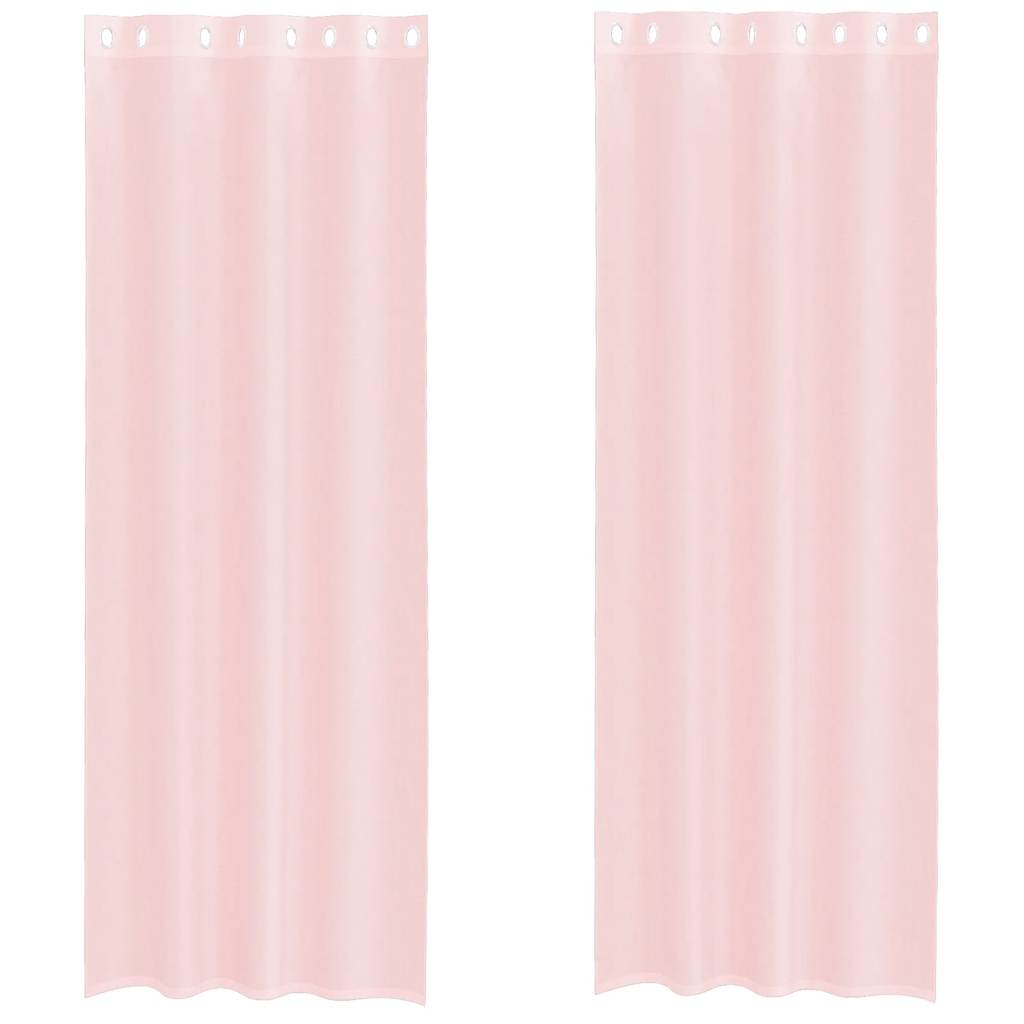 Vidaxl gordijnen voile met doorvoertules 2 st 140x300 cm lichtroze