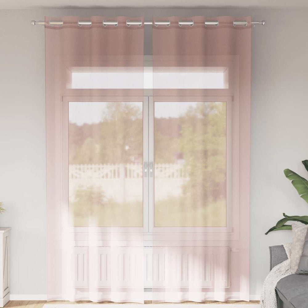 Vidaxl gordijnen voile met doorvoertules 2 st 140x300 cm lichtroze