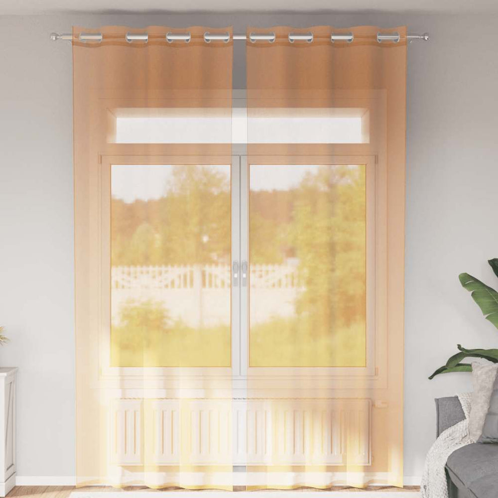 Vidaxl gordijnen voile met doorvoertules 2 st 140x260 cm oranje