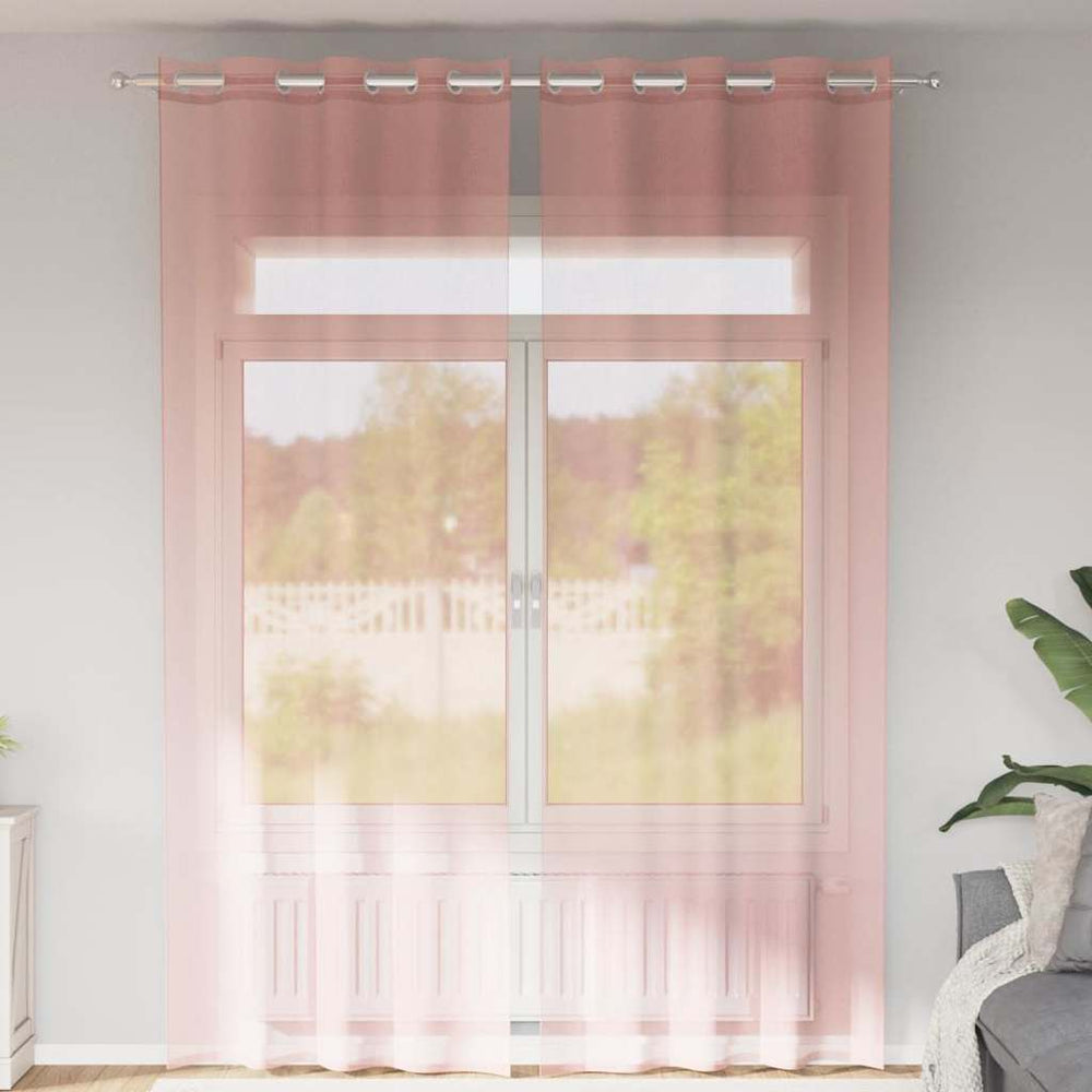 Vidaxl gordijnen voile met doorvoertules 2 st 140x260 cm roze