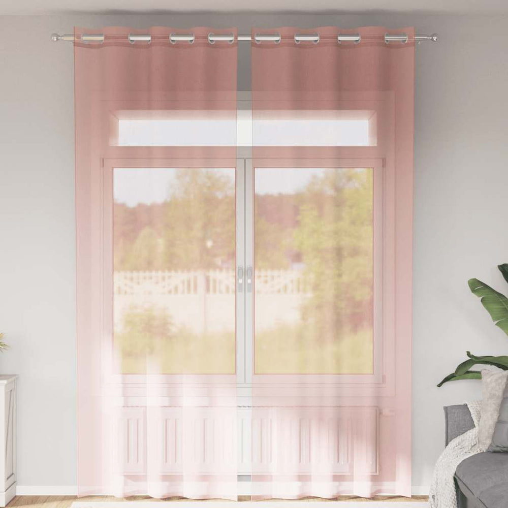 Vidaxl gordijnen voile met doorvoertules 2 st 140x300 cm roze