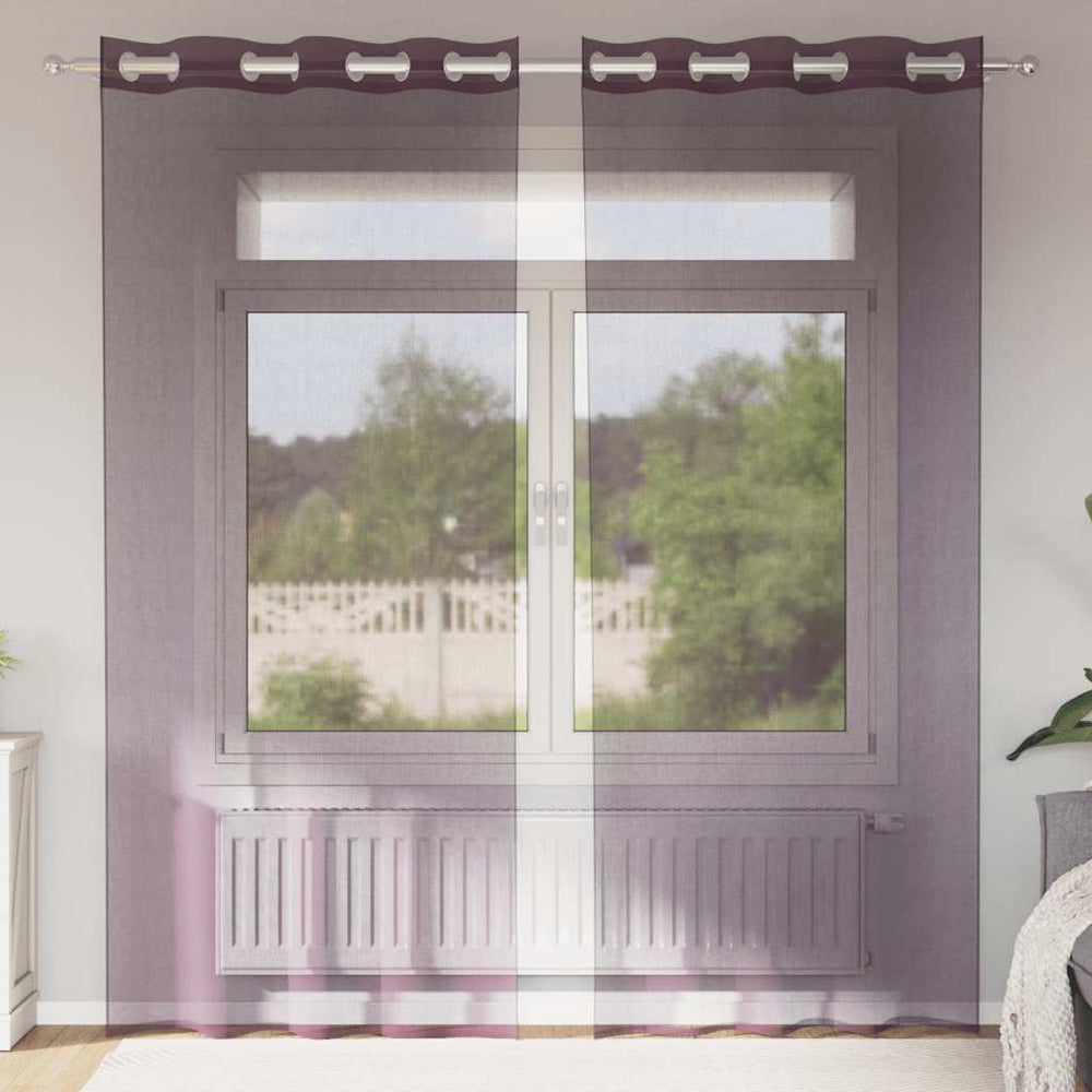 Vidaxl gordijnen voile met doorvoertules 2 st 140x245 cm paars