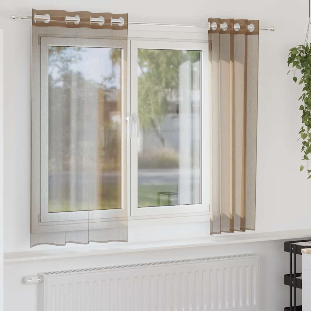 Vidaxl gordijnen voile met doorvoertules 2 st lichtbruin