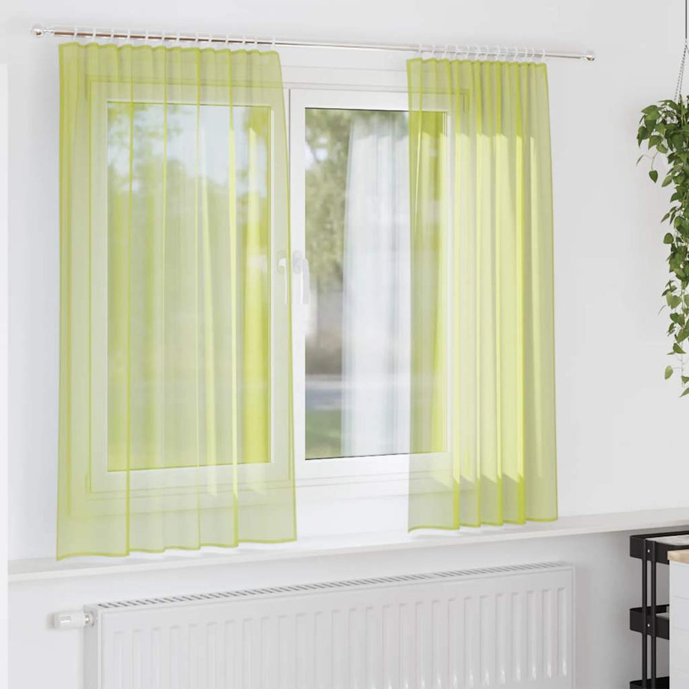 Vidaxl gordijnen voile met roedezakken 2 st appelgroen