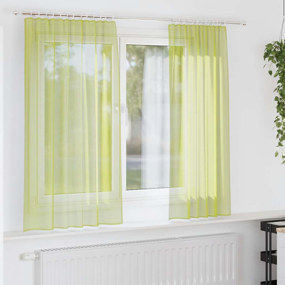 Vidaxl gordijnen voile met roedezakken 2 st appelgroen