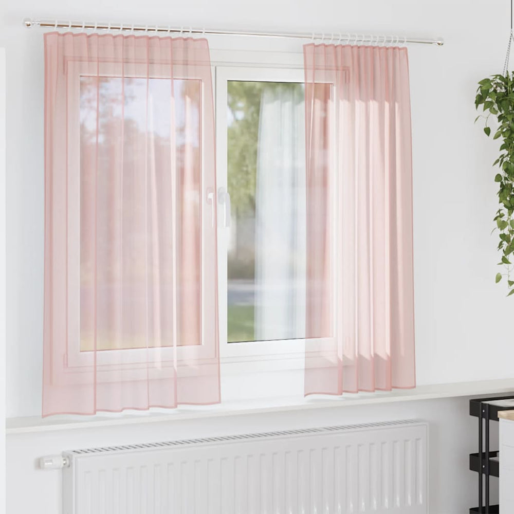 Vidaxl gordijnen voile met roedezakken 2 st roze